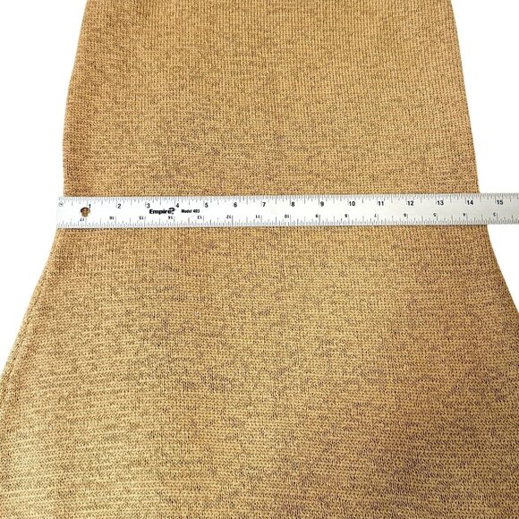 Cult Gaia Karina Halter Knit Midi Dress Wicker Tan Slit Open Back Sz L NWT $398 - Picture 11 of 12